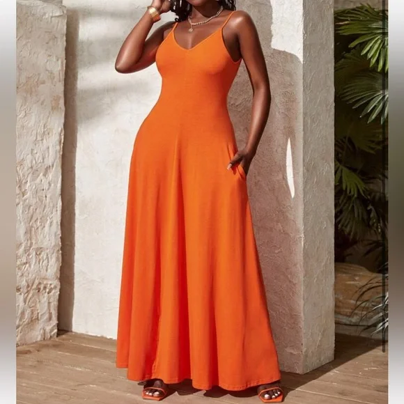 Orange Cami Maxi Dress M